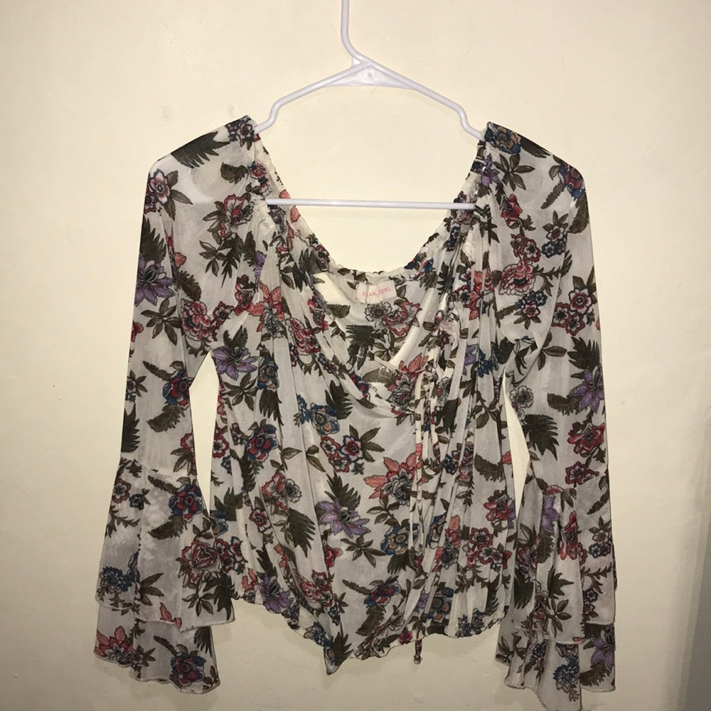 off the shoulder blouse w bell bottom sleeves!!